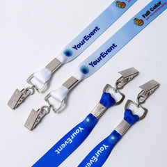 Custom Event Badge Lanyard - Double Bulldog - 3/4